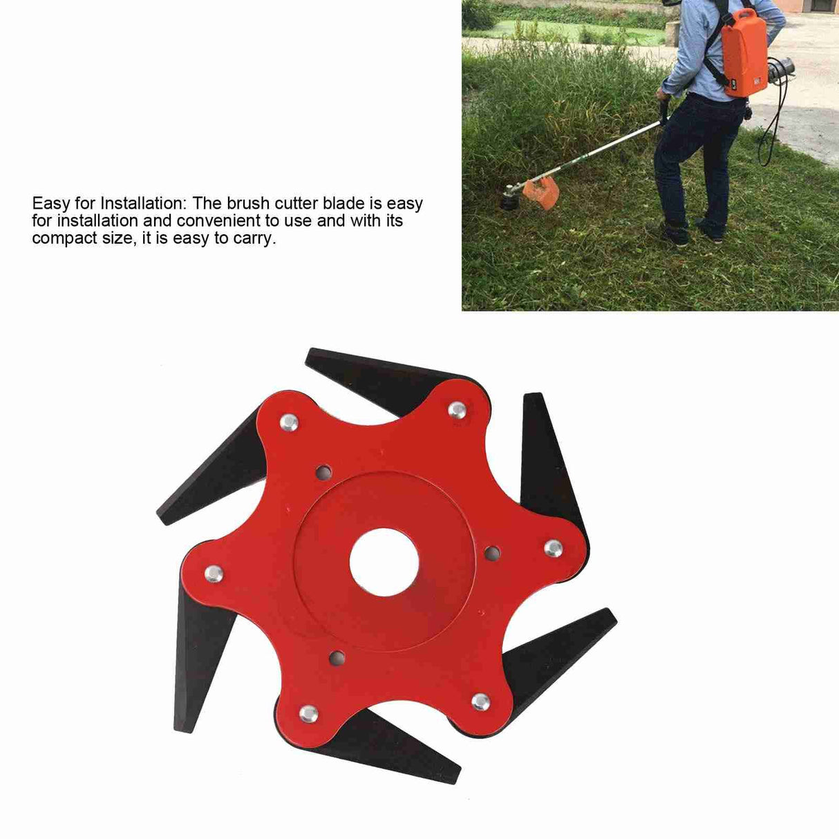 6 Blade Brush Cutter Head 2.5cm Inner Diameter Nylon and Manganese Steel Trimmer Head for Garden Tool Red