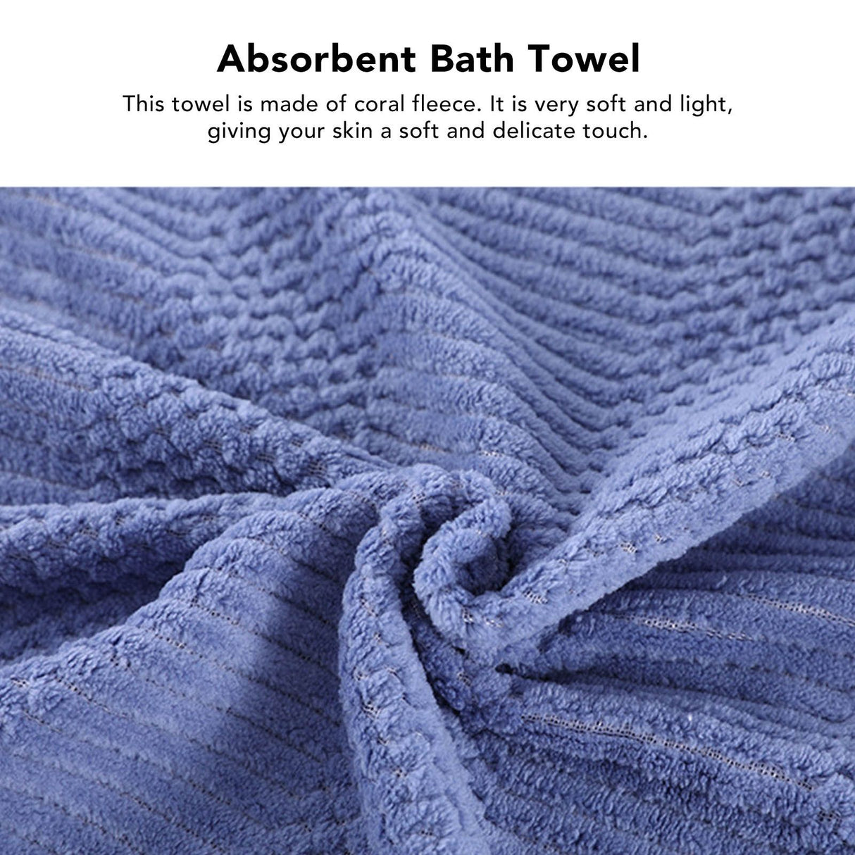Bath Shower Towel Set Coral Fleece Quick Dry Highly Absorbent Soft Comfortable for Daily Use Dark Blue