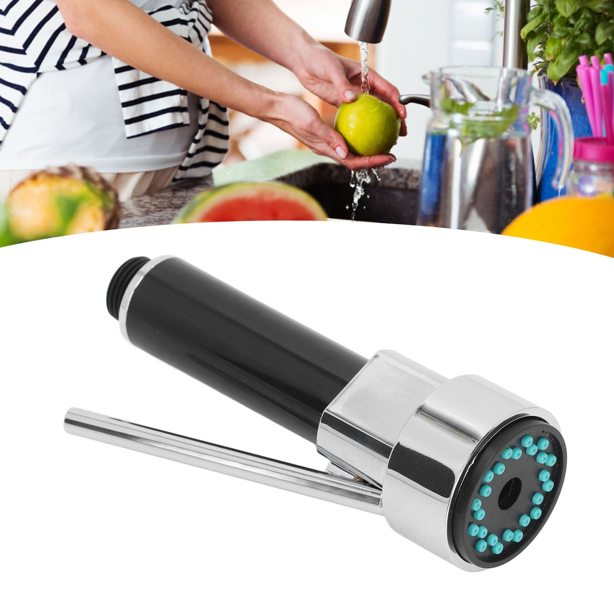 Universal 1/2inch Pull Down Kitchen Spray Head Electroplating ABS Kitchen Sink Faucet Spray Nozzle for Home Bathroom