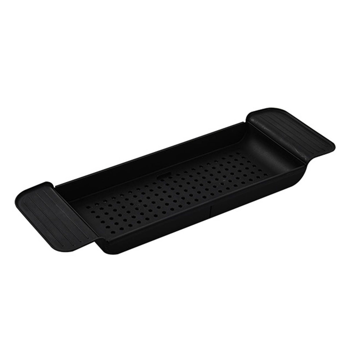 Bathtub Tray Stable Placement Expandable Plastic Material Draining Design Bath Caddy Tub Table for Bathroom Black