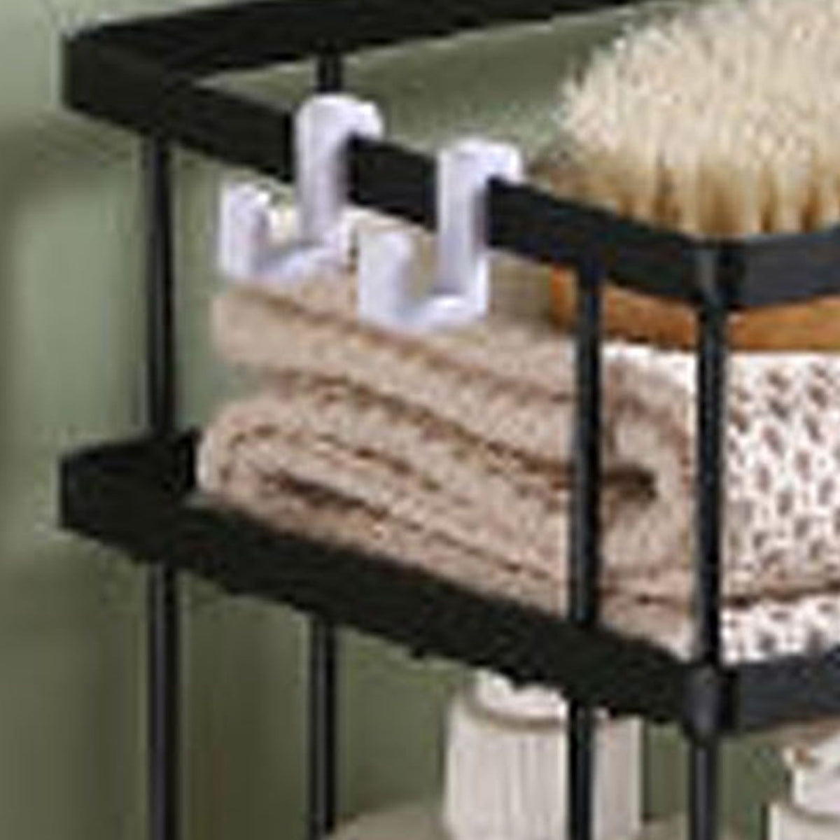 Toilet Shelf Thickening Waterproof Large Capacity Nail Free Installation Iron Over Toilet Bathroom Organizer Single Layer Black