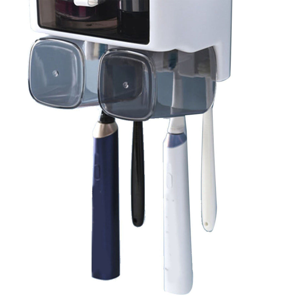 Toothbrush Shelf Punch Free Wall Mounted Mouthwash Cup Holder Toilet Storage Rack White 2 Cups