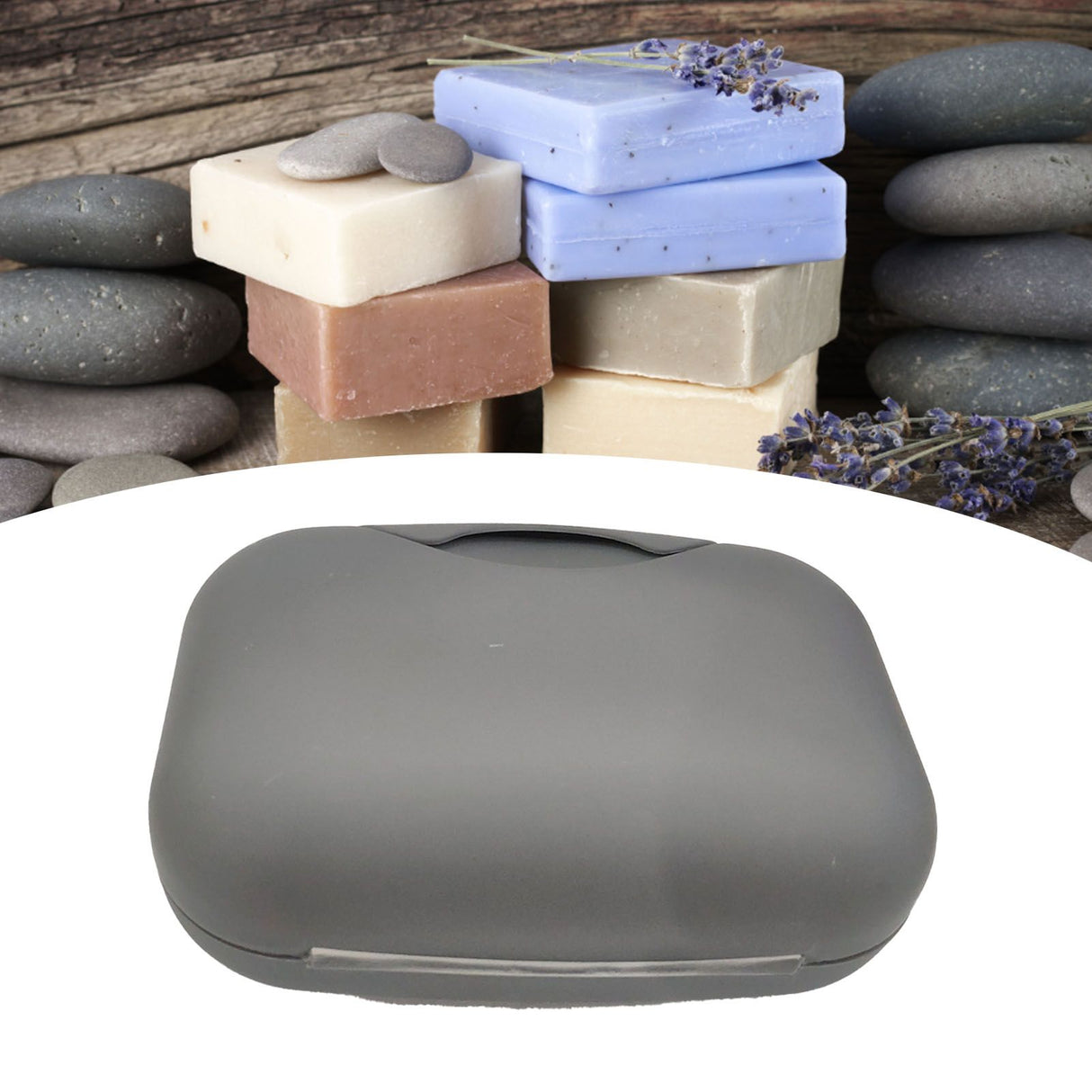Soap Container Waterproof Washable Grey Portable Soap Case with Lock for Home Ourdoor Travelling