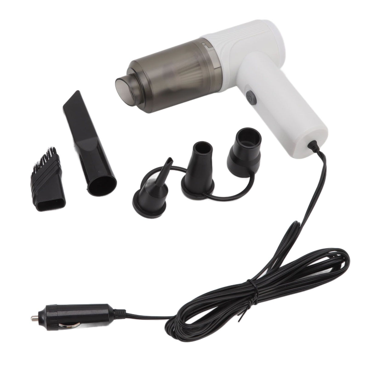 Car Vacuum Cleaner 360° Cleaning Washable Filter Screen Portable Handheld Vacuum Cleaner Inflator 12V White
