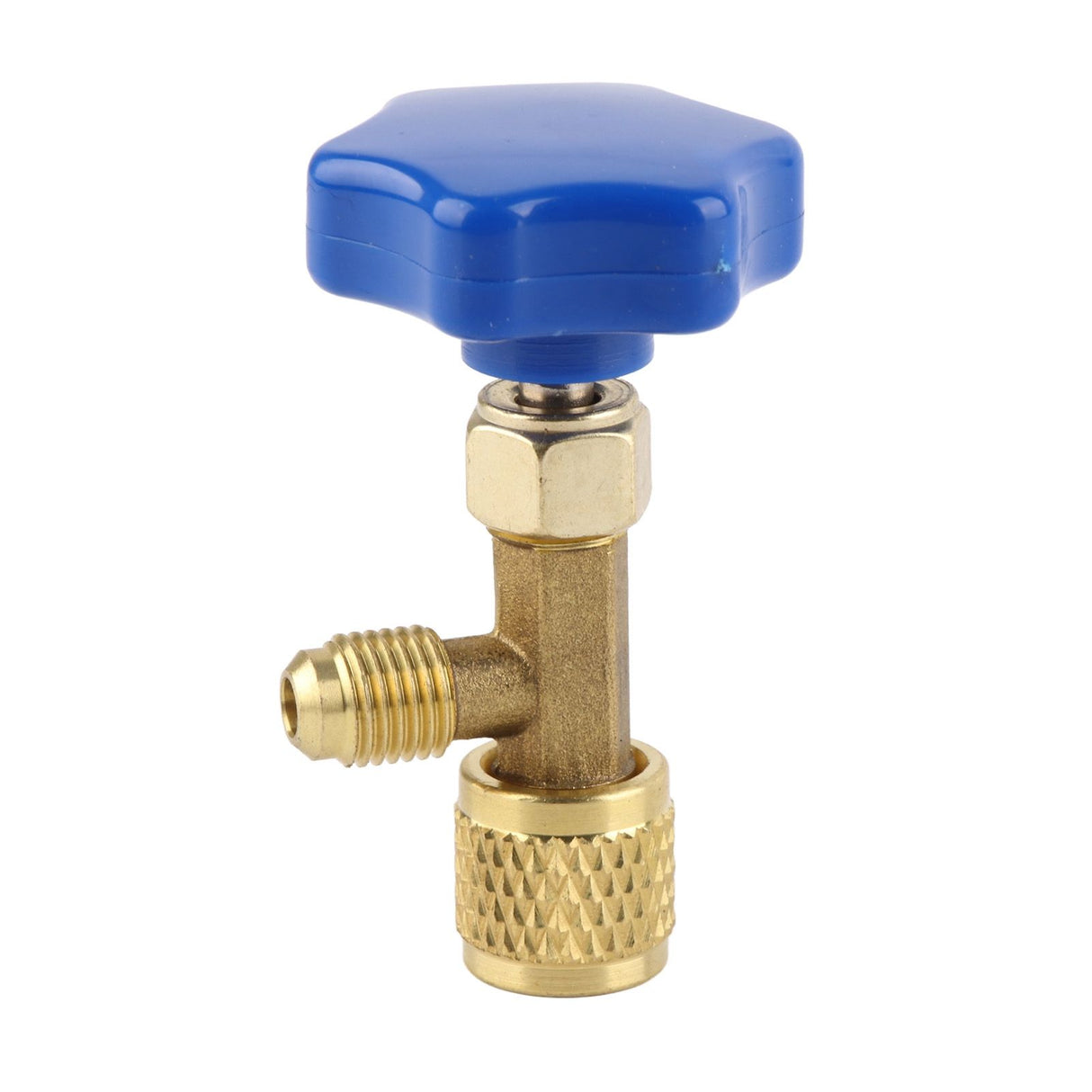 Universal Refrigerant Safety Valve Brass 1cm Diameter Cylinder Valve Replacement for Home Air Conditioner Yellow