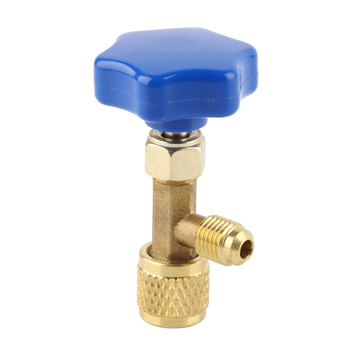 Universal Refrigerant Safety Valve Brass 1cm Diameter Cylinder Valve Replacement for Home Air Conditioner Yellow