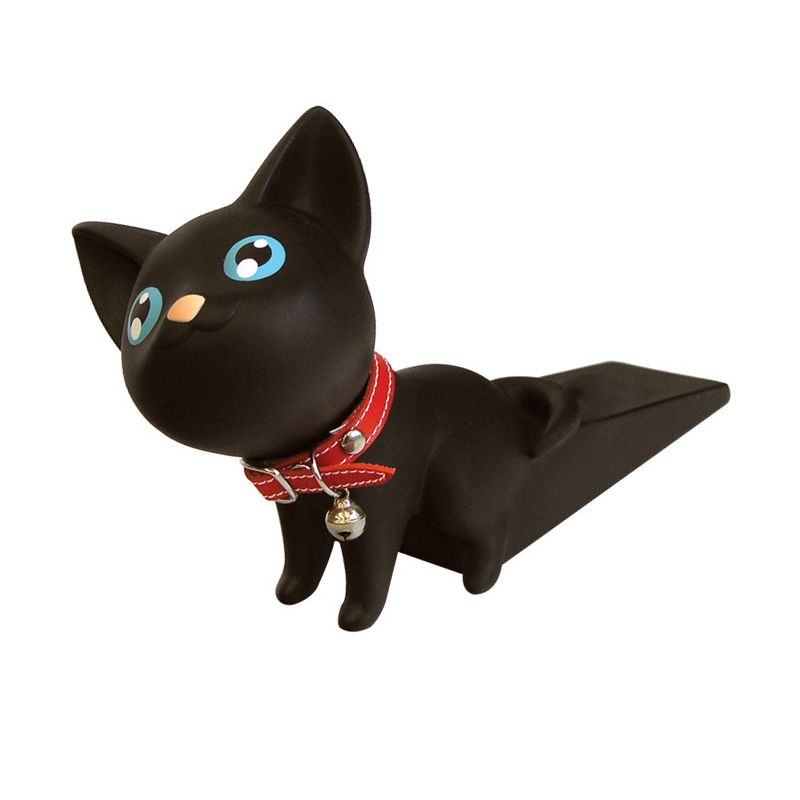 Cartoon Door Stopper Cute Animal Shaped Punch Free Decorative Door Wedge for Home Office Black Cat