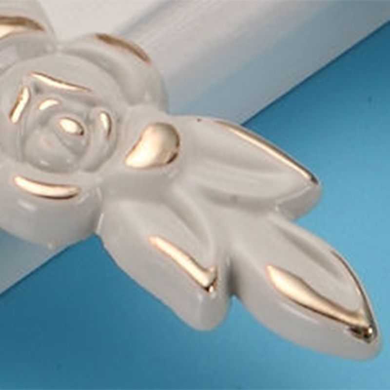 Euro Rose Cabinet Knobs Vintage Exquisite 3D Zinc Alloy Flower Drawer Pull Handles for Kitchen Bedroom and Bathroom Leaf Ivory with Gold Trim M