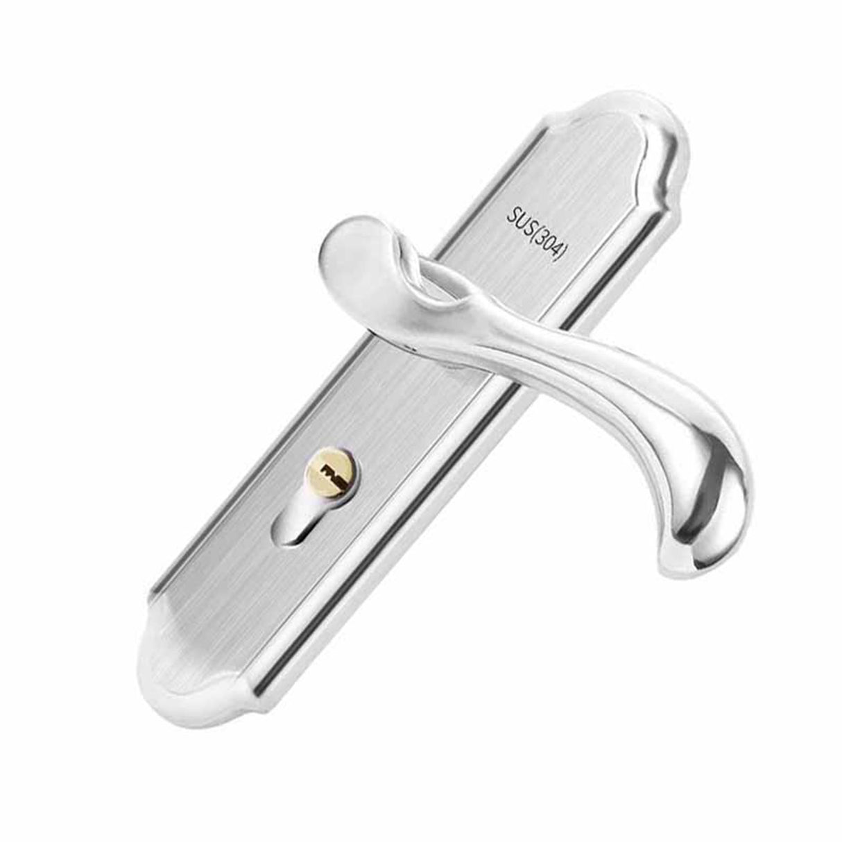 Keyed Entry Door Lock Silent Double Latch Irregular Stainless Steel Door Handle Lock for Bedroom Hotel Balcony