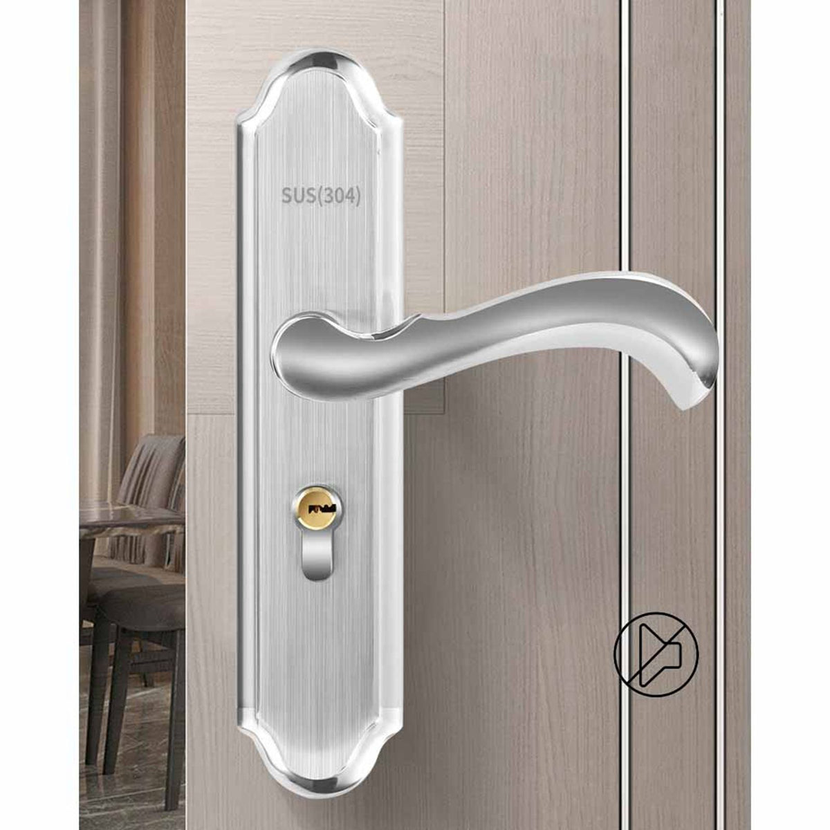 Keyed Entry Door Lock Silent Double Latch Irregular Stainless Steel Door Handle Lock for Bedroom Hotel Balcony