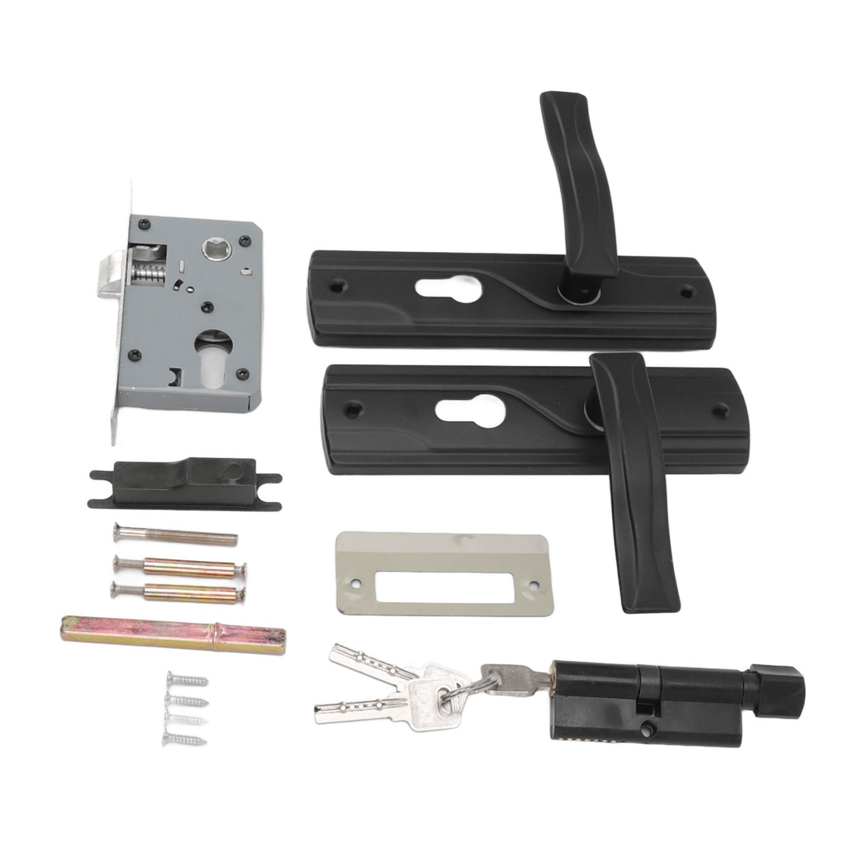 Door Handle Lock Manganese Steel Silent Bearing Universal Door Lever Lock Set with Keys for Home Bedroom Black