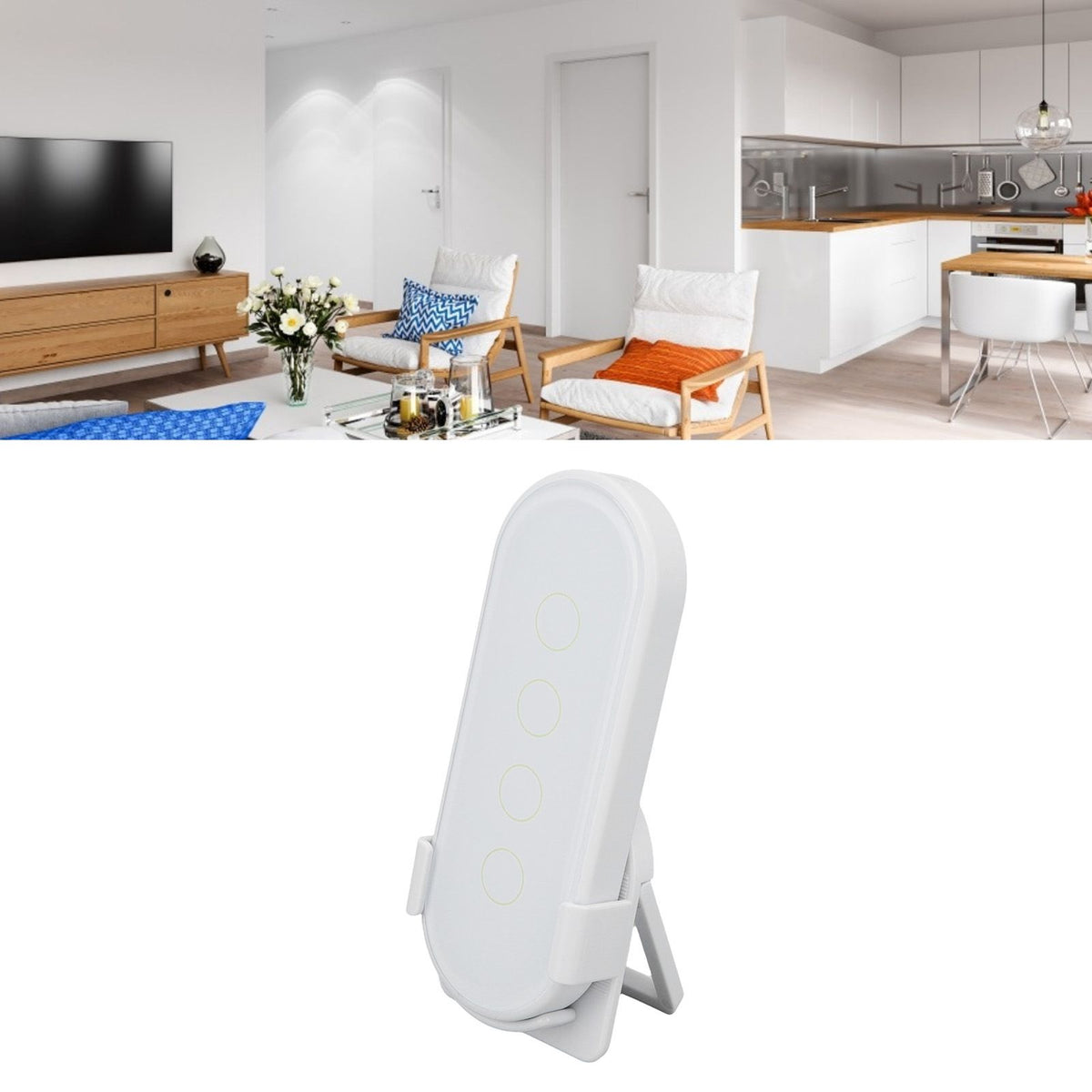 Wifi Wireless Smart Button for ZigBee for TUYA 4 Buttons 3 Way Remote Control for Home White