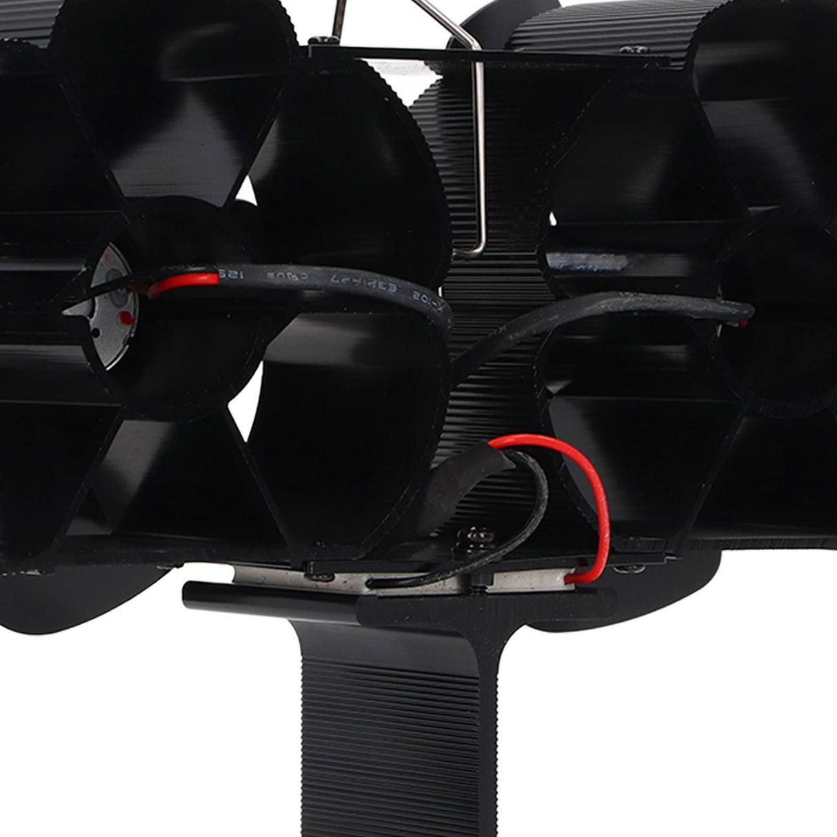 6 Blades Heat Powered Stove Fan Dual Head Fireplace Fan Home Non Electric Fan Black