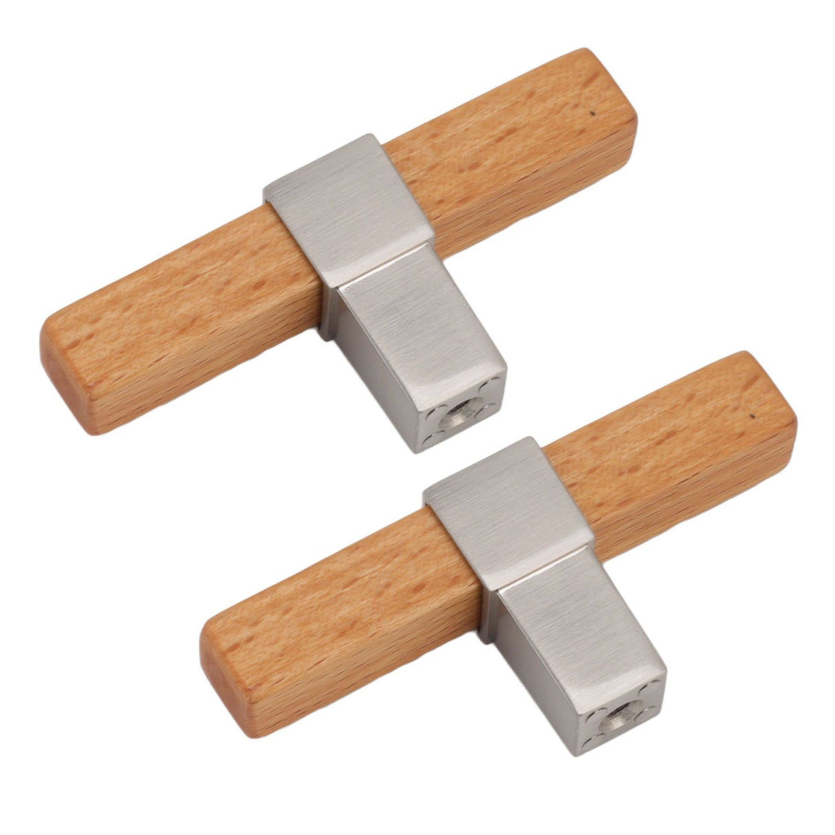 2 Pcs Wooden Cabinet Pulls Single Hole Door Pull Handle Knobs For Kitchen Drawer Cupboard Closet Brushed Silver