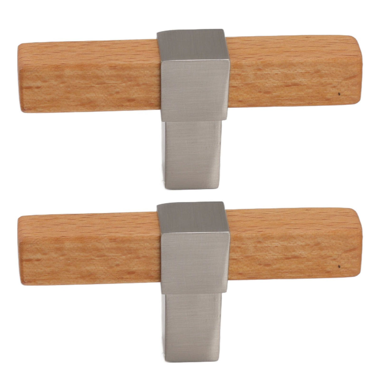 2 Pcs Wooden Cabinet Pulls Single Hole Door Pull Handle Knobs For Kitchen Drawer Cupboard Closet Brushed Silver