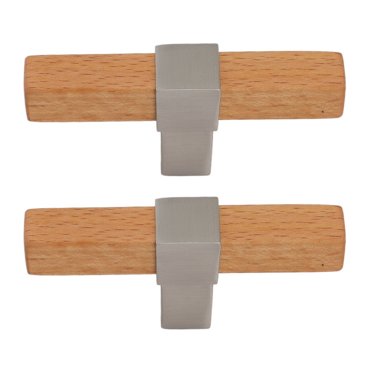 2 Pcs Wooden Cabinet Pulls Single Hole Door Pull Handle Knobs For Kitchen Drawer Cupboard Closet Brushed Silver