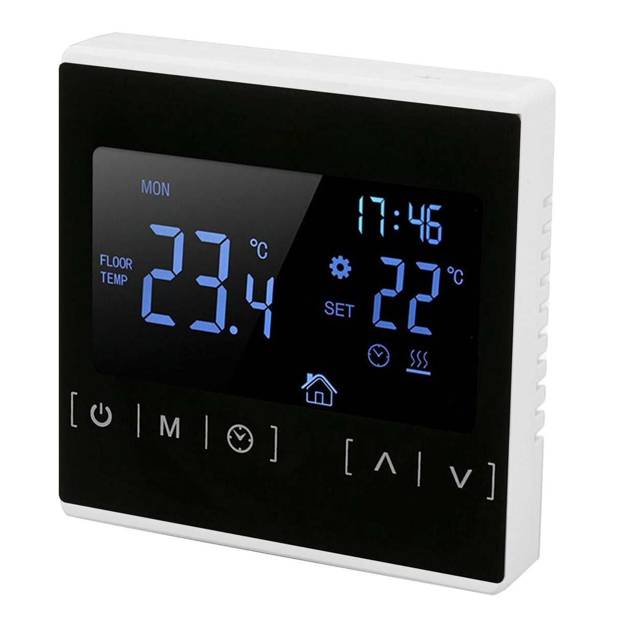 Smart Thermostat Backlit Touch Screen Dual Control Temperature Controller for Floor Heating High Power AC 85V‑240V White