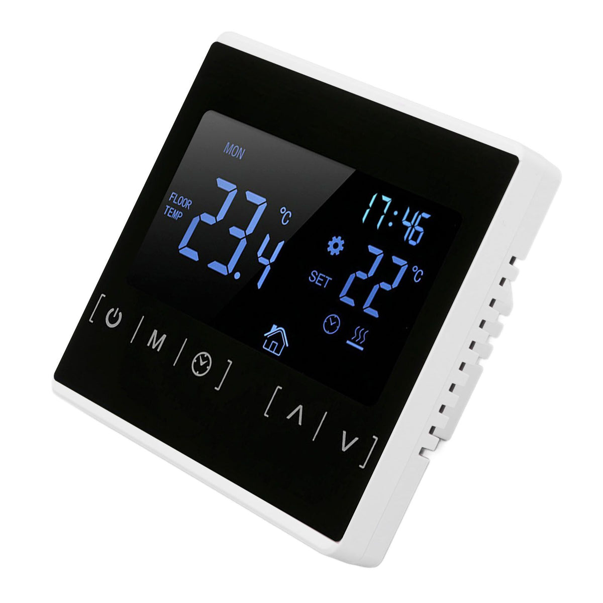 Smart Thermostat Backlit Touch Screen Dual Control Temperature Controller for Floor Heating High Power AC 85V‑240V White