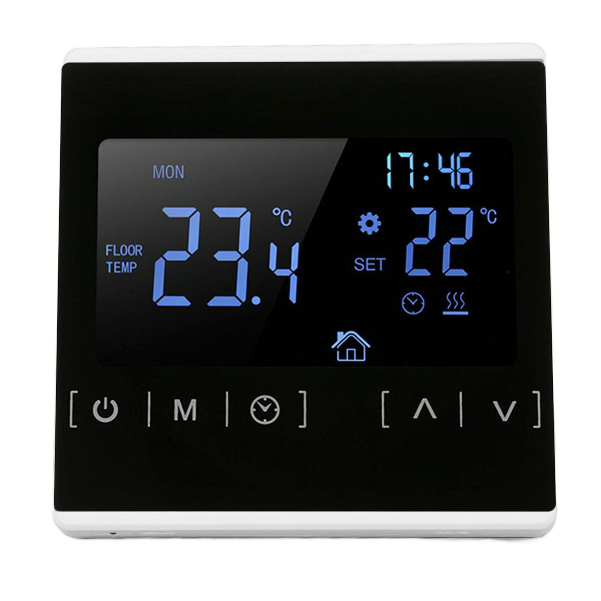 Smart Thermostat Backlit Touch Screen Dual Control Temperature Controller for Floor Heating High Power AC 85V‑240V White
