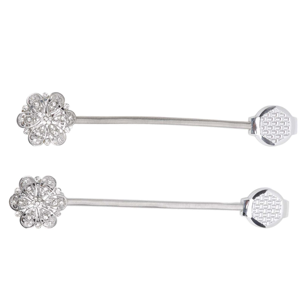 2Pcs Crystal Curtain Magnetic Tieback Stainless Steel Elegant Flower Curtain Clips Buckle for Living Room Bedroom