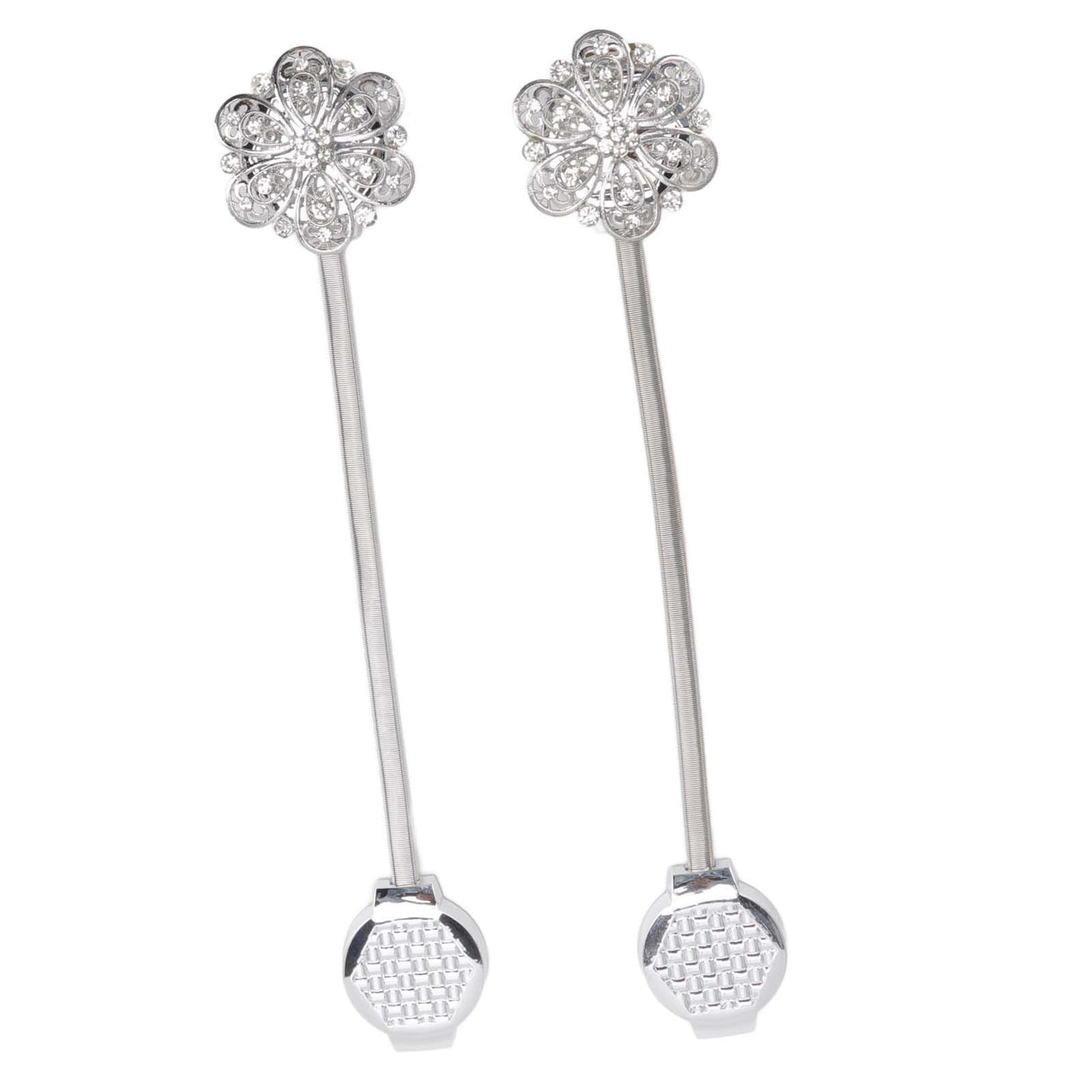 2Pcs Crystal Curtain Magnetic Tieback Stainless Steel Elegant Flower Curtain Clips Buckle for Living Room Bedroom