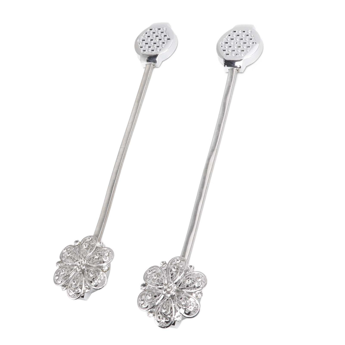 2Pcs Crystal Curtain Magnetic Tieback Stainless Steel Elegant Flower Curtain Clips Buckle for Living Room Bedroom