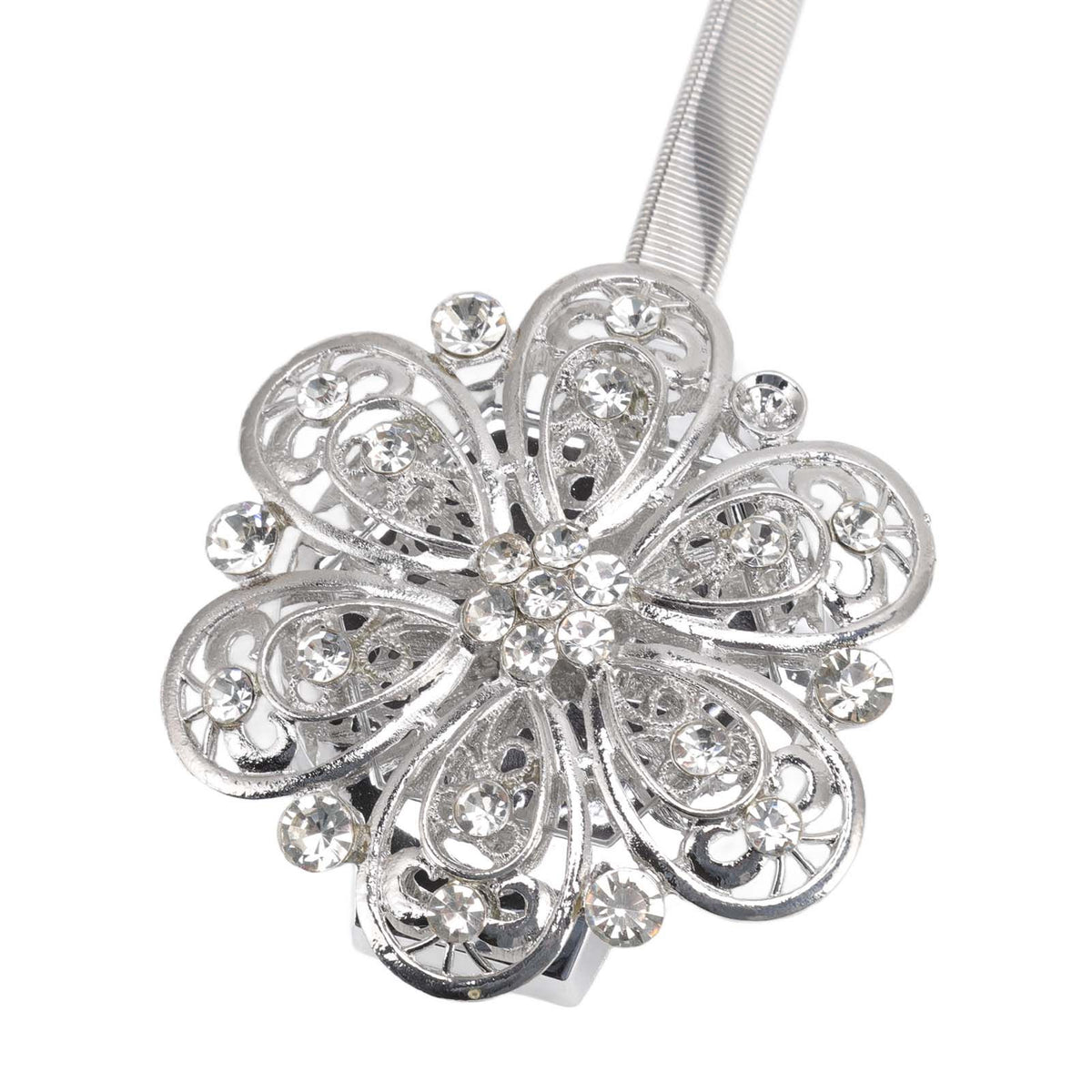 2Pcs Crystal Curtain Magnetic Tieback Stainless Steel Elegant Flower Curtain Clips Buckle for Living Room Bedroom
