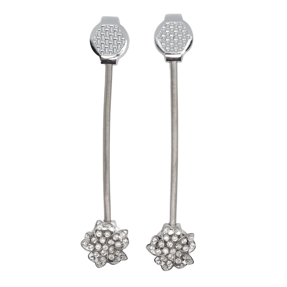 2Pcs Magnetic Curtain Tiebacks Stretchy Sparkling Crystal Flower Curtain Buckle Clips Stainless Wire Curtain Bind