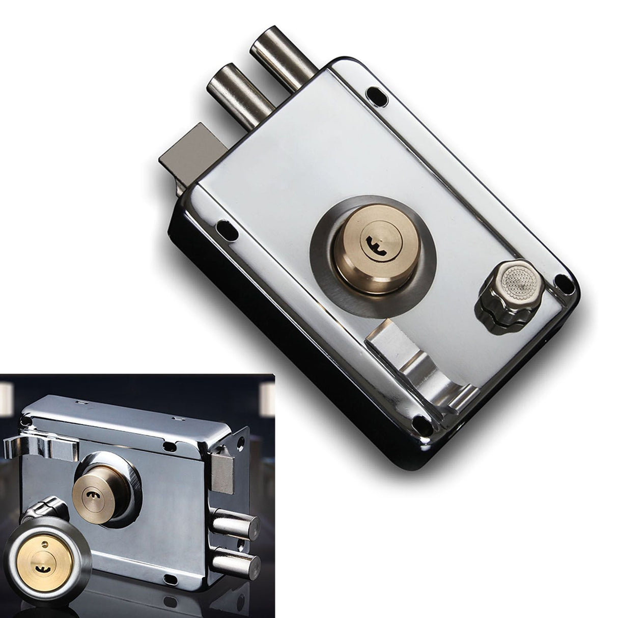 Exterior Gate Lock Stainless Steel Copper Lock Core Left Open with Edge Security Prevent Theft Old Gate Lock
