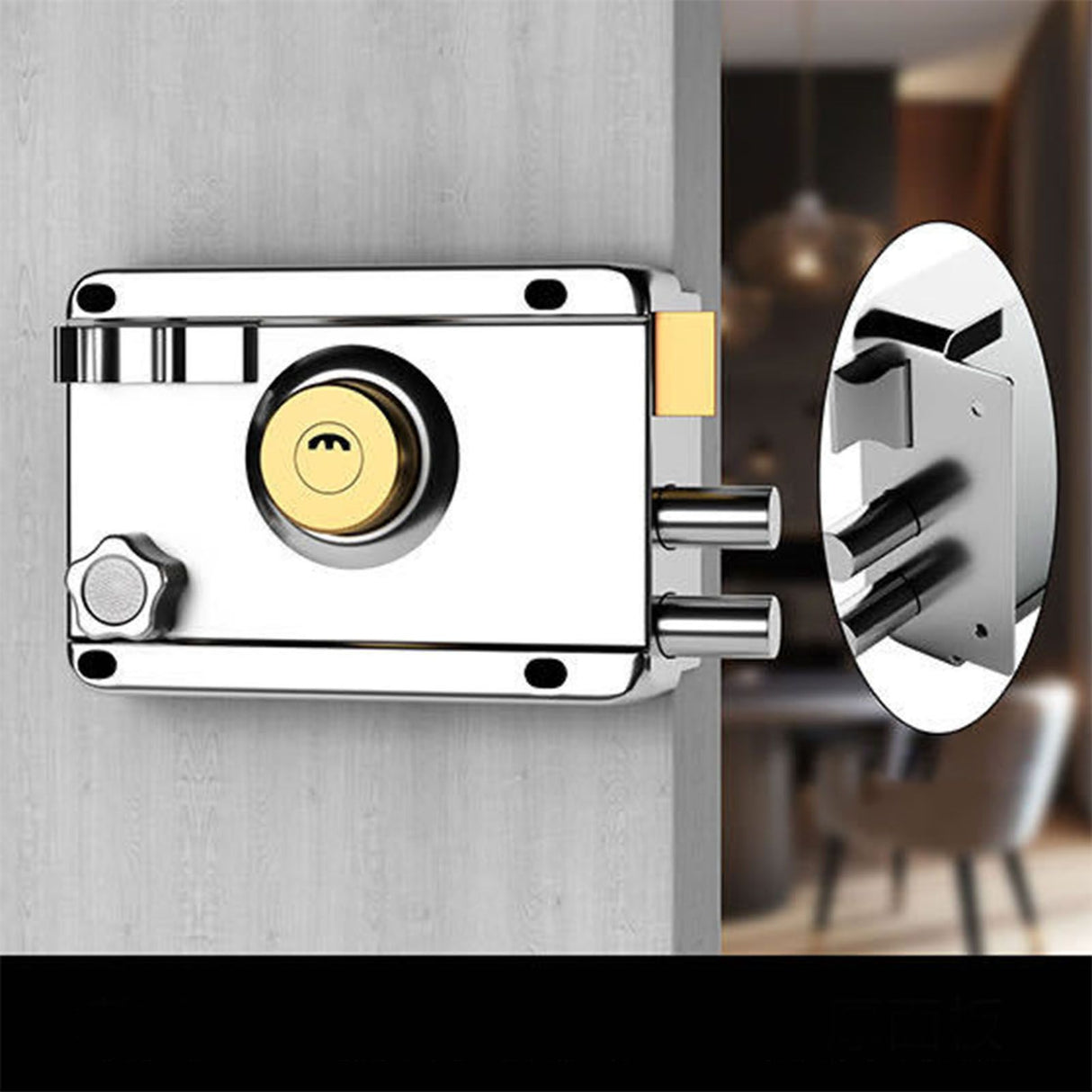 Exterior Gate Lock Stainless Steel Copper Lock Core Left Open with Edge Security Prevent Theft Old Gate Lock