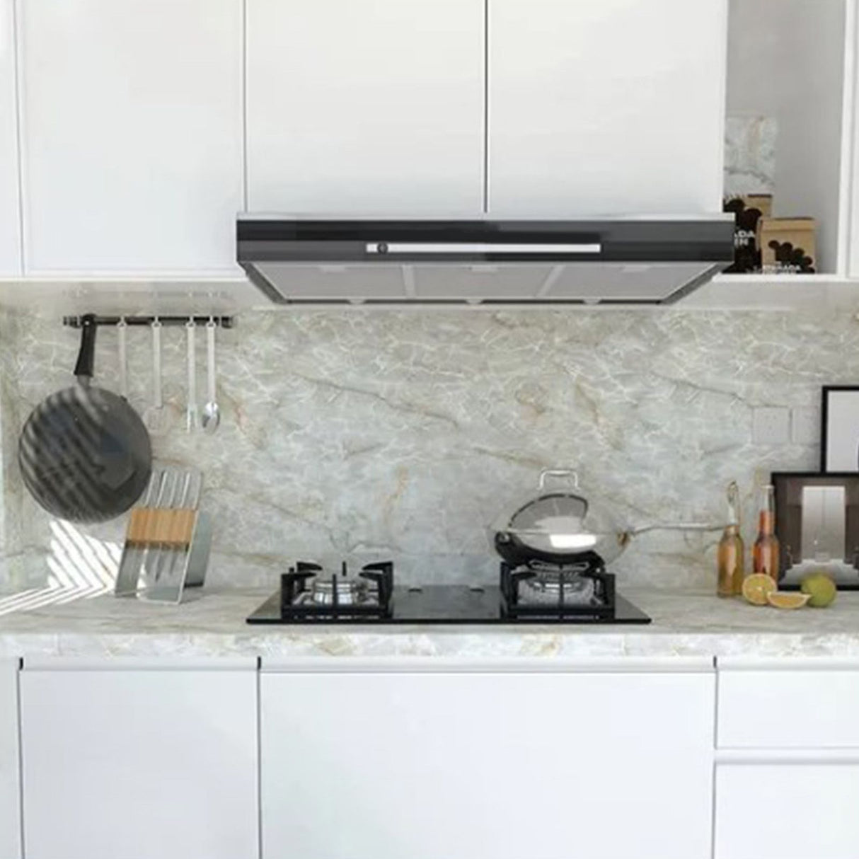 Kitchen Self Adhesive Film Marble Grain Waterproof High Temperature Resistance Home Decoration Wallpaper for Kitchen