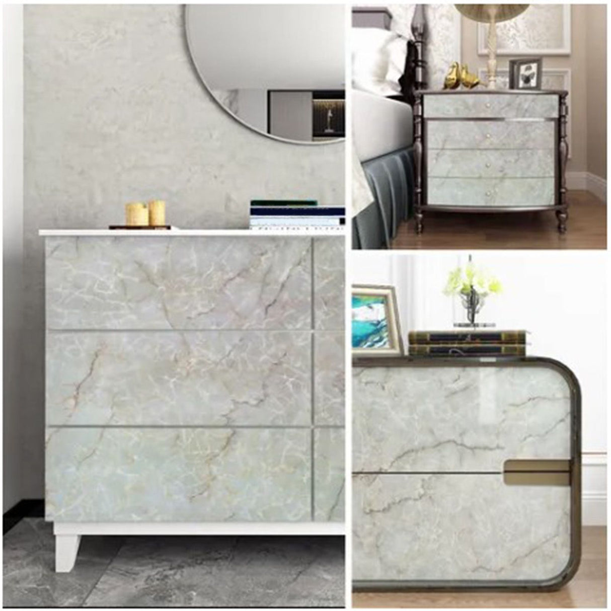 Kitchen Self Adhesive Film Marble Grain Waterproof High Temperature Resistance Home Decoration Wallpaper for Kitchen