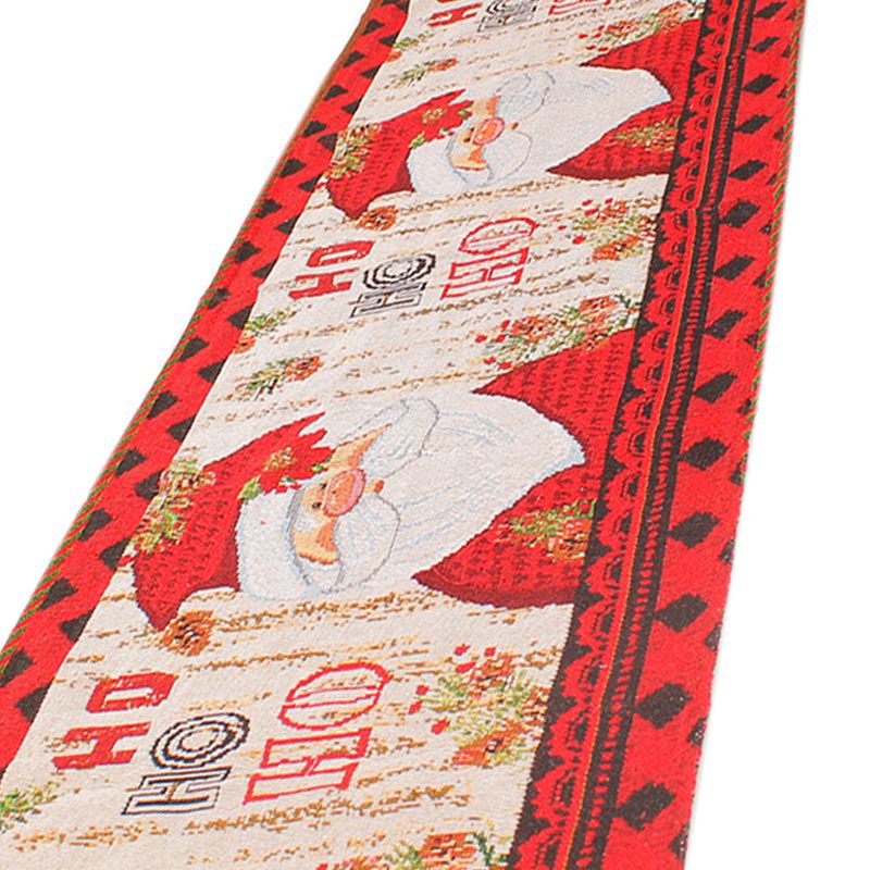 Christmas Table Runner Flag Printing Wear Dirt Resistant Xmas Christmas Table Flag for Christmas Table Cloth Decoration Santa Model