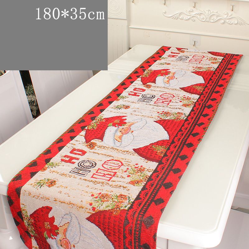Christmas Table Runner Flag Printing Wear Dirt Resistant Xmas Christmas Table Flag for Christmas Table Cloth Decoration Santa Model