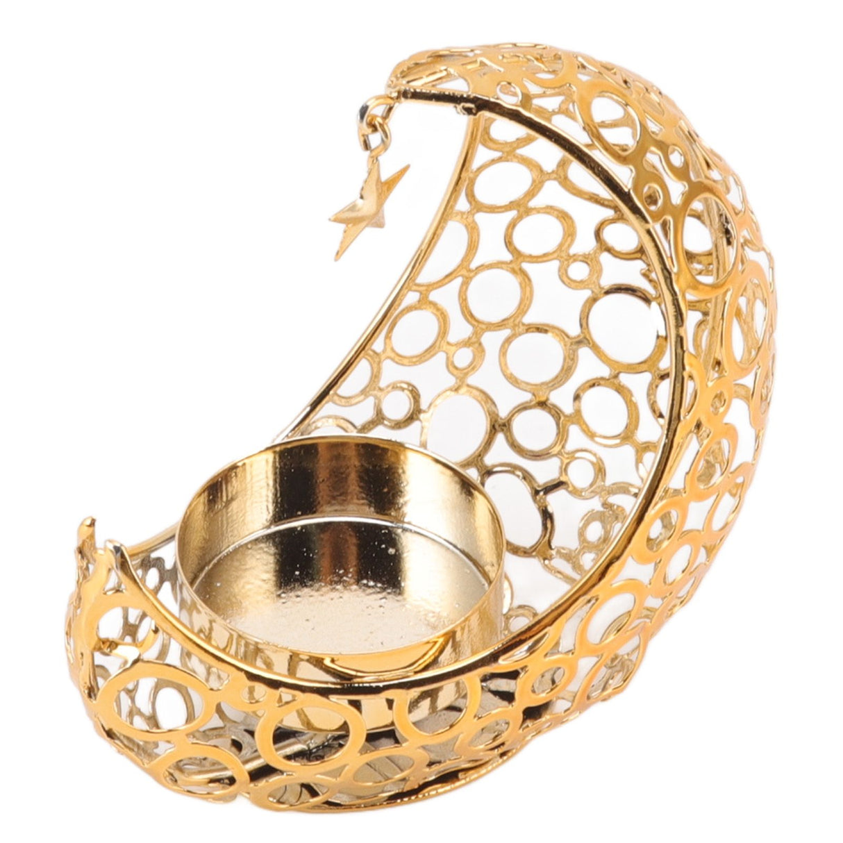 Romantic Moon Candlestick Iron Hollowed Candle Holder for Weddings Christmas Decoration Dining Coffee Table Gold