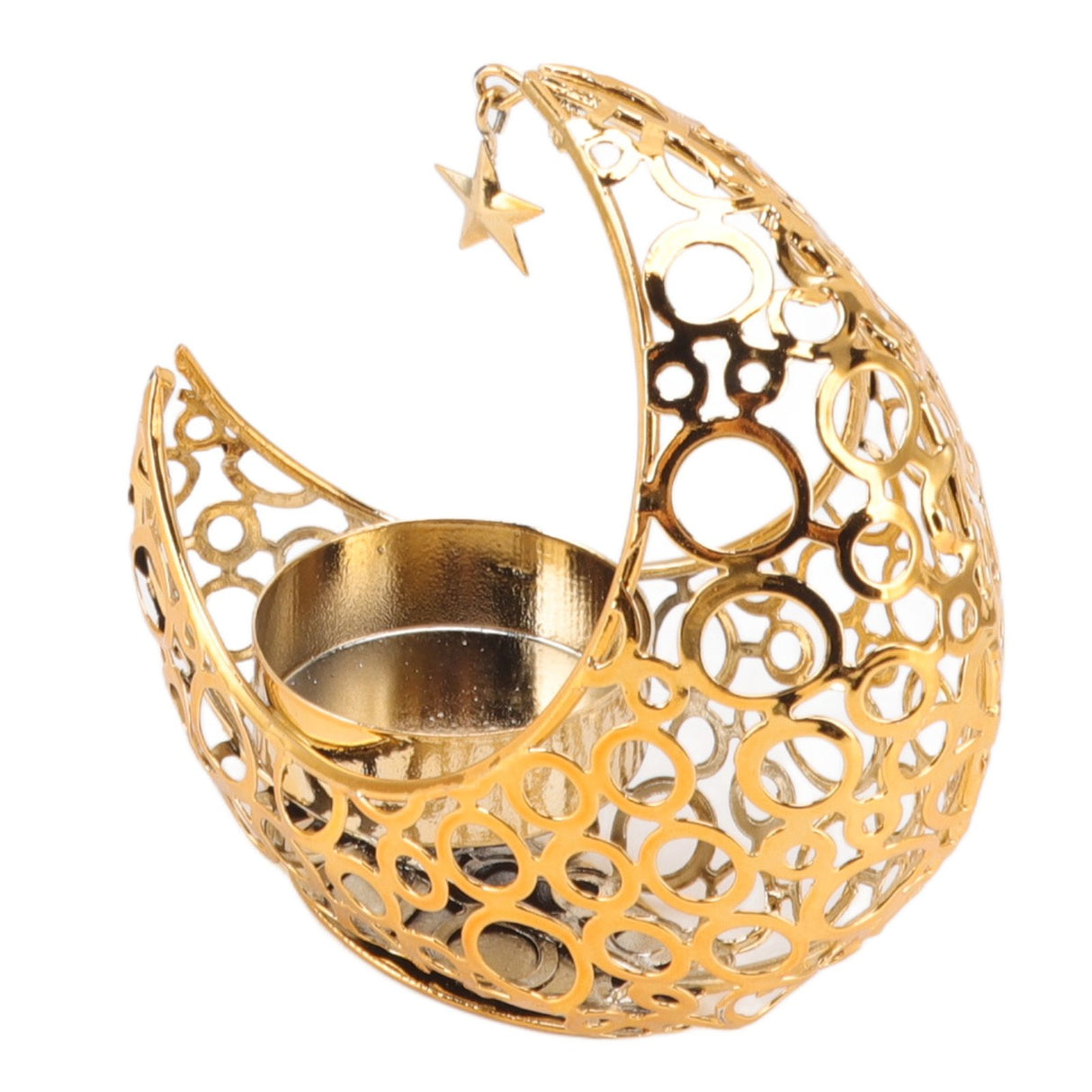 Romantic Moon Candlestick Iron Hollowed Candle Holder for Weddings Christmas Decoration Dining Coffee Table Gold