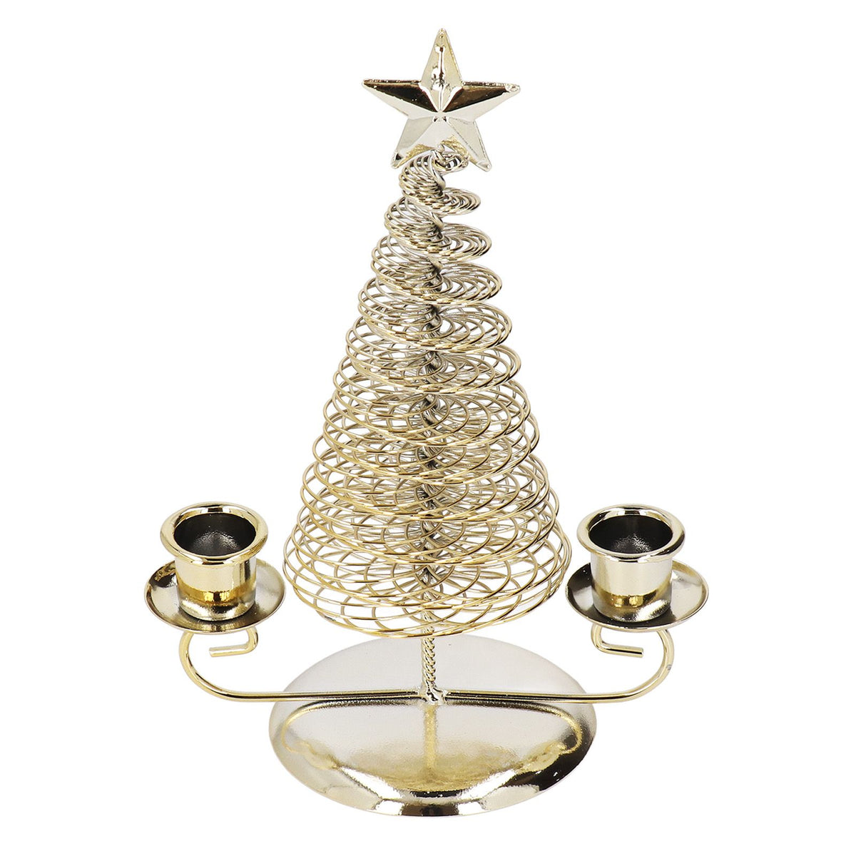 Candlestick Ornaments European Metal Christmas Tree Shape Wax Candle Holder Home Decoration Double Holder Gold
