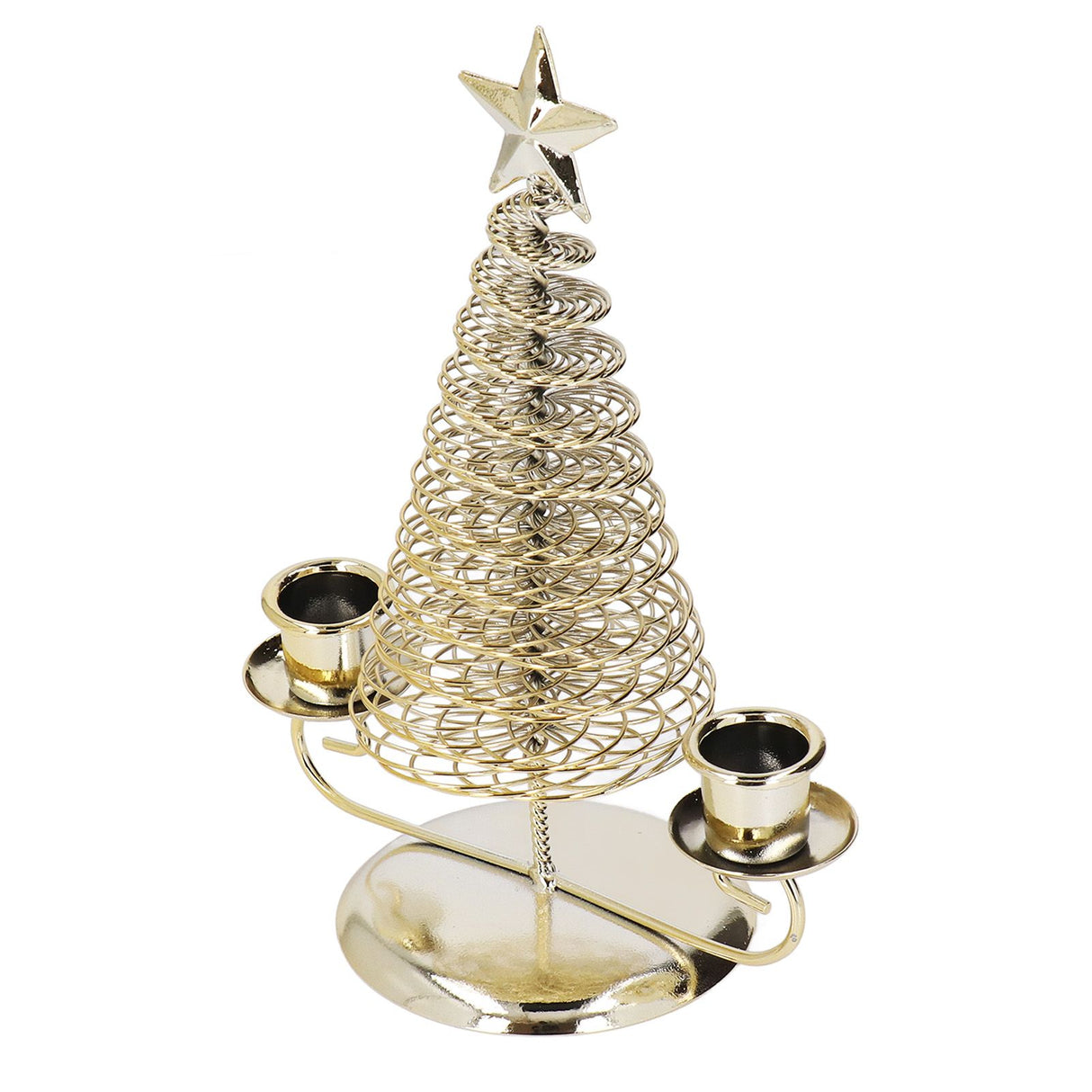 Candlestick Ornaments European Metal Christmas Tree Shape Wax Candle Holder Home Decoration Double Holder Gold