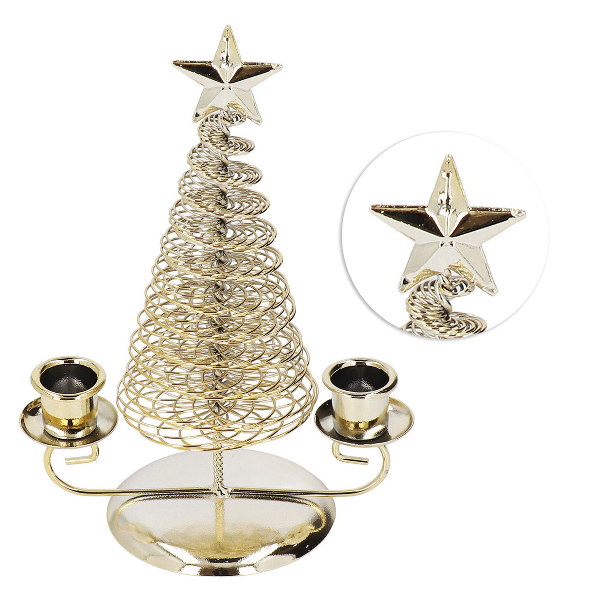 Candlestick Ornaments European Metal Christmas Tree Shape Wax Candle Holder Home Decoration Double Holder Gold