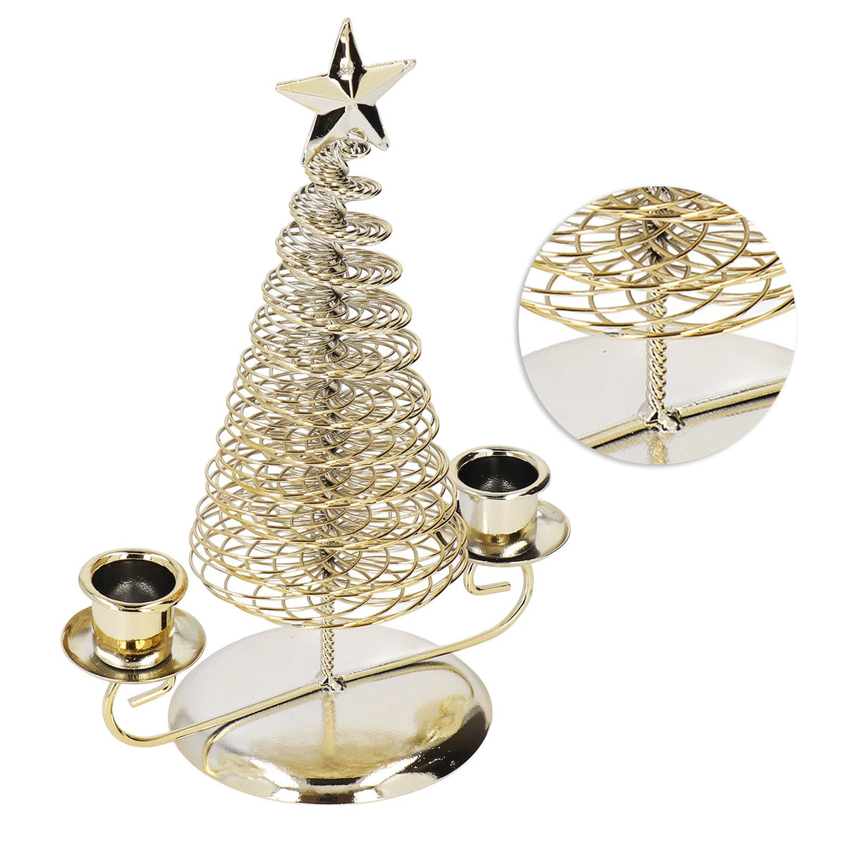 Candlestick Ornaments European Metal Christmas Tree Shape Wax Candle Holder Home Decoration Double Holder Gold