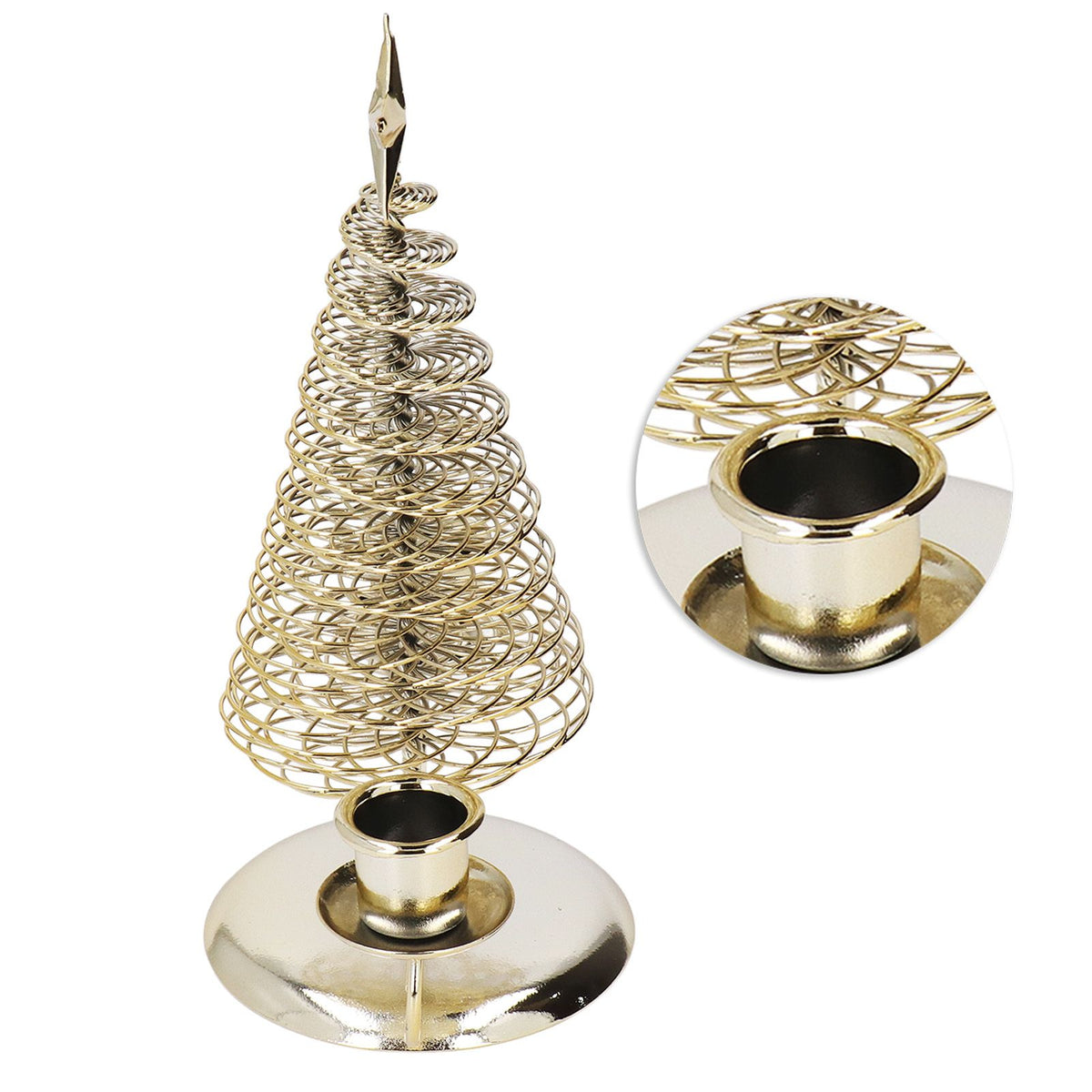 Candlestick Ornaments European Metal Christmas Tree Shape Wax Candle Holder Home Decoration Double Holder Gold