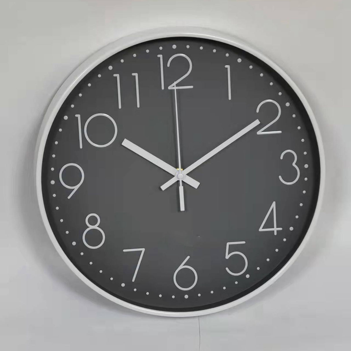 8 Inch Silent Wall Clock Non Ticking Decorative Easy to Read Round Wall Clock for Home Livingroom White Frame Black Bootom White Word