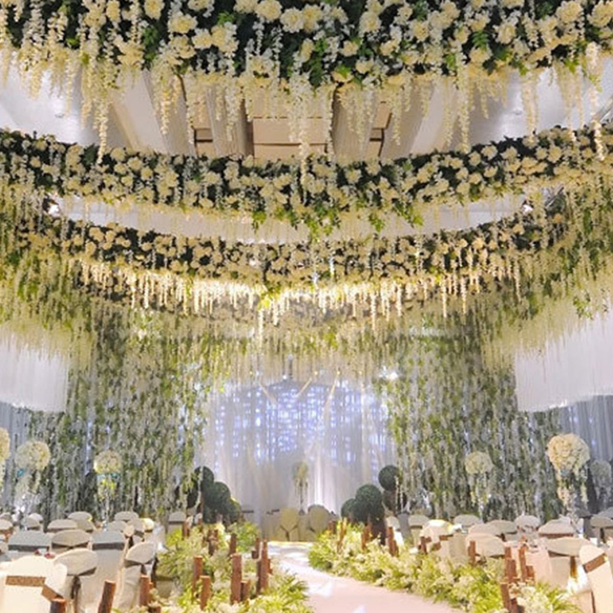 12 Pcs Artificial Wisteria Pure White Exquisite Simulated Wisteria Decoration for Weddings Outdoor Ceremonies