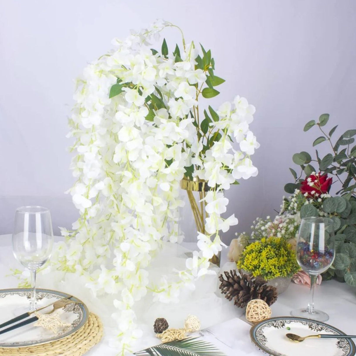 12 Pcs Artificial Wisteria Pure White Exquisite Simulated Wisteria Decoration for Weddings Outdoor Ceremonies