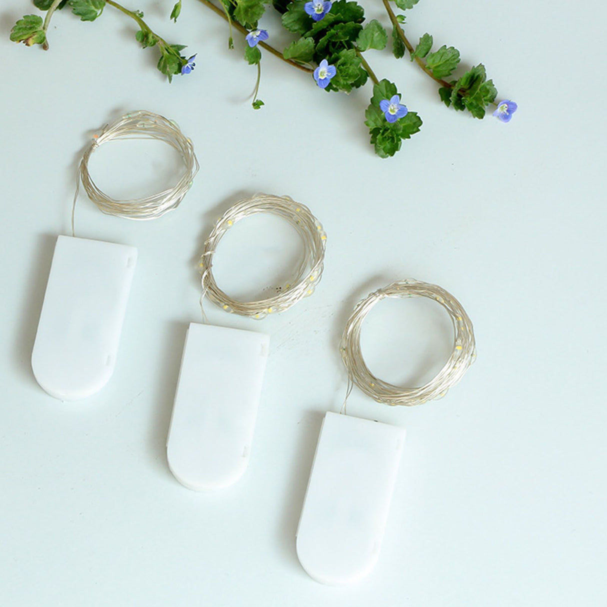 12PCS 0.03W Button String Lights Cold White Light 20 LED 3V Flexible IP65 Waterproof for Wedding Party Bedroom