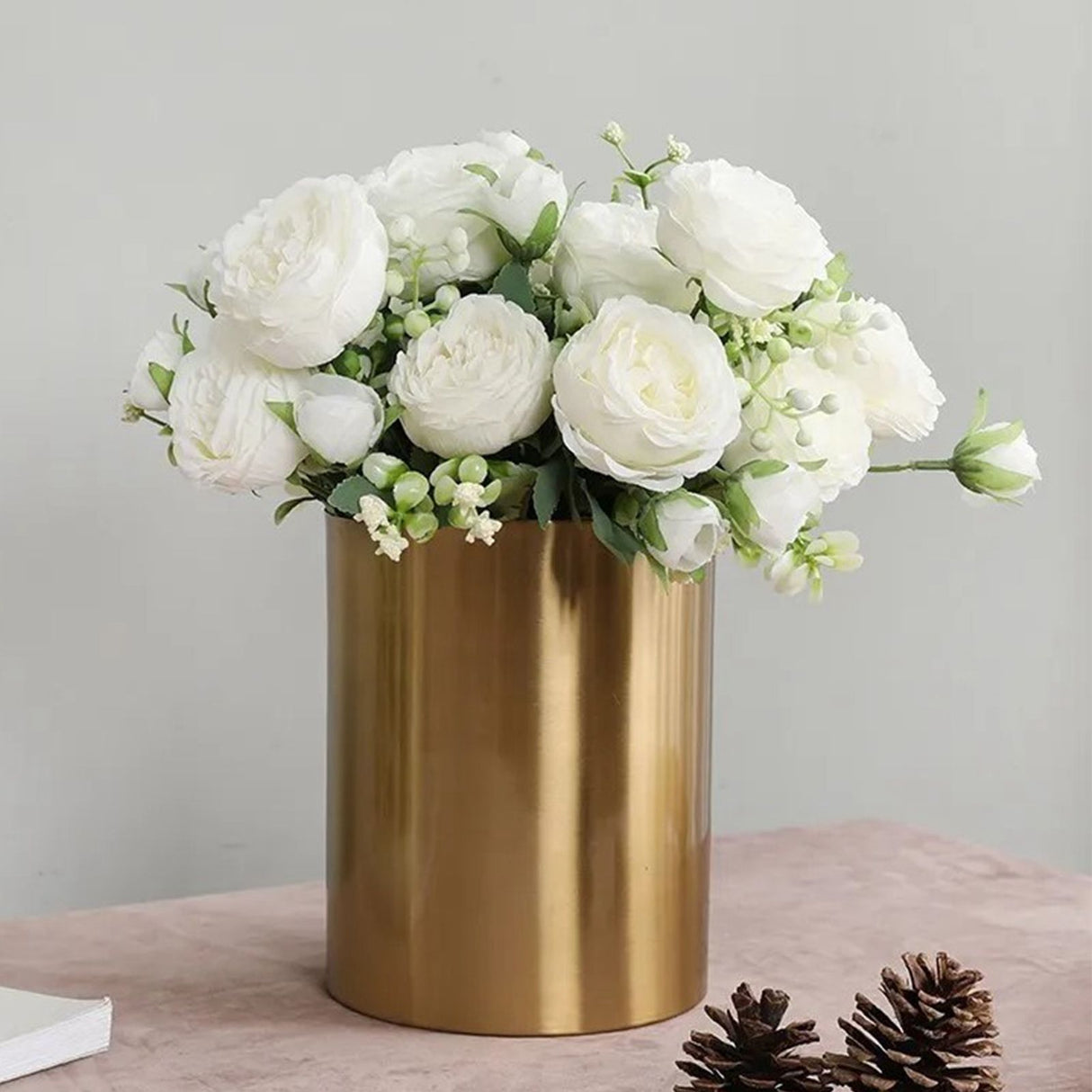 2 Bunches Artificial Peonies Romantic Vivid 6cm Diameter Attractive Decorative Light Weight Faux Peonies Decoration White