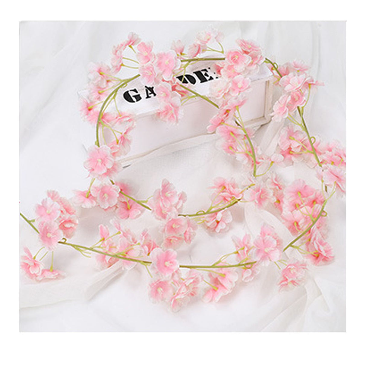 Artificial Flower Rattan Single 1.8m 135pcs Flowers Head Vivid Decorative Silk Plastic Hanging Fake Rattan for Decoration Flesh Pink