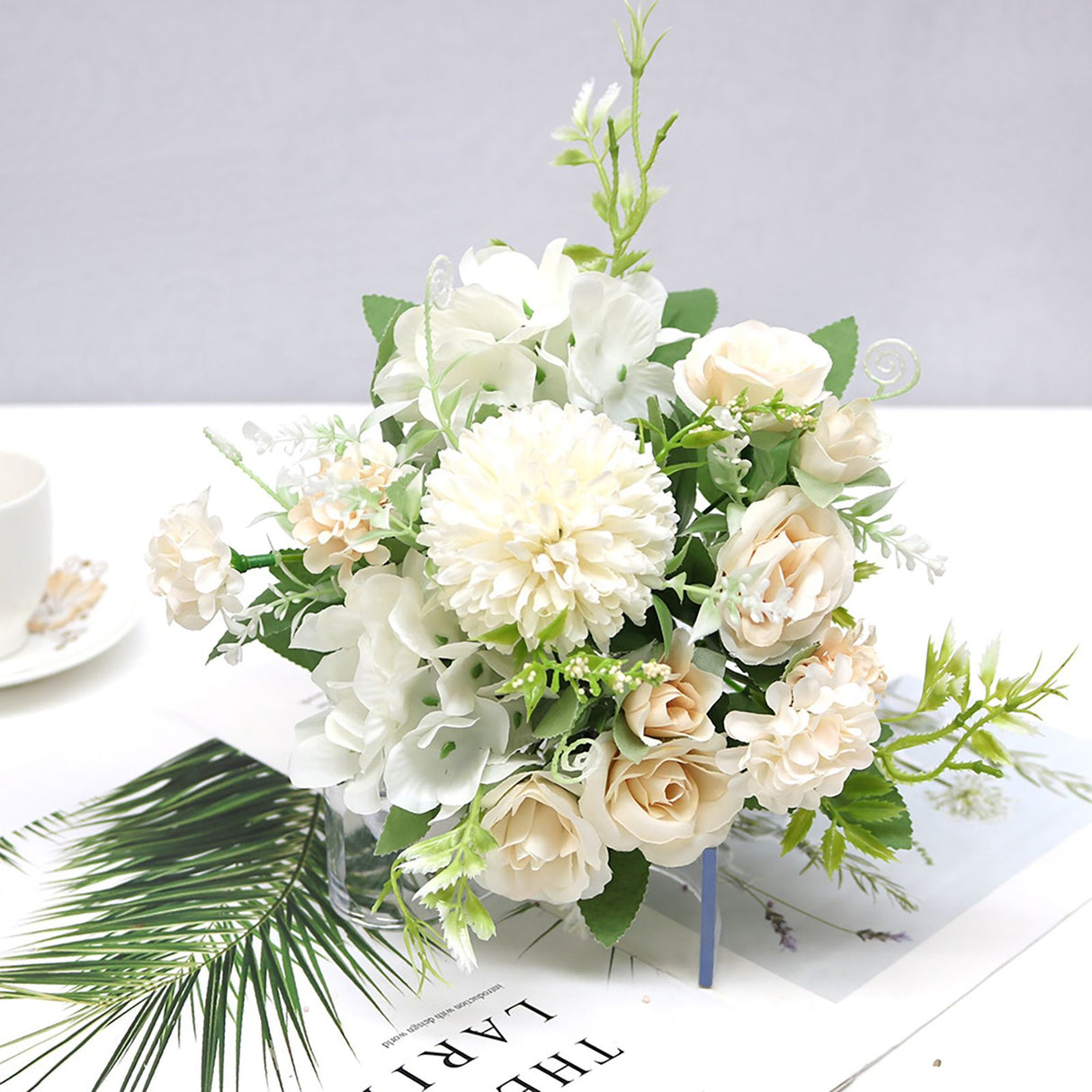 Artificial Flower Exquisite Lifelike Silk Cloth Faux Flower for Photography Wedding Home Shop Decoration Champagne