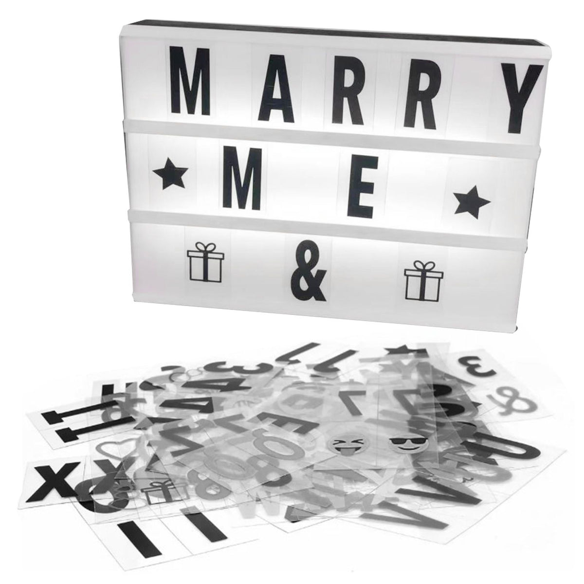 Cinema Light Box with Letters DIY Warm Light Up Letter Box with 96 Lettering Sticker for Room Decoration