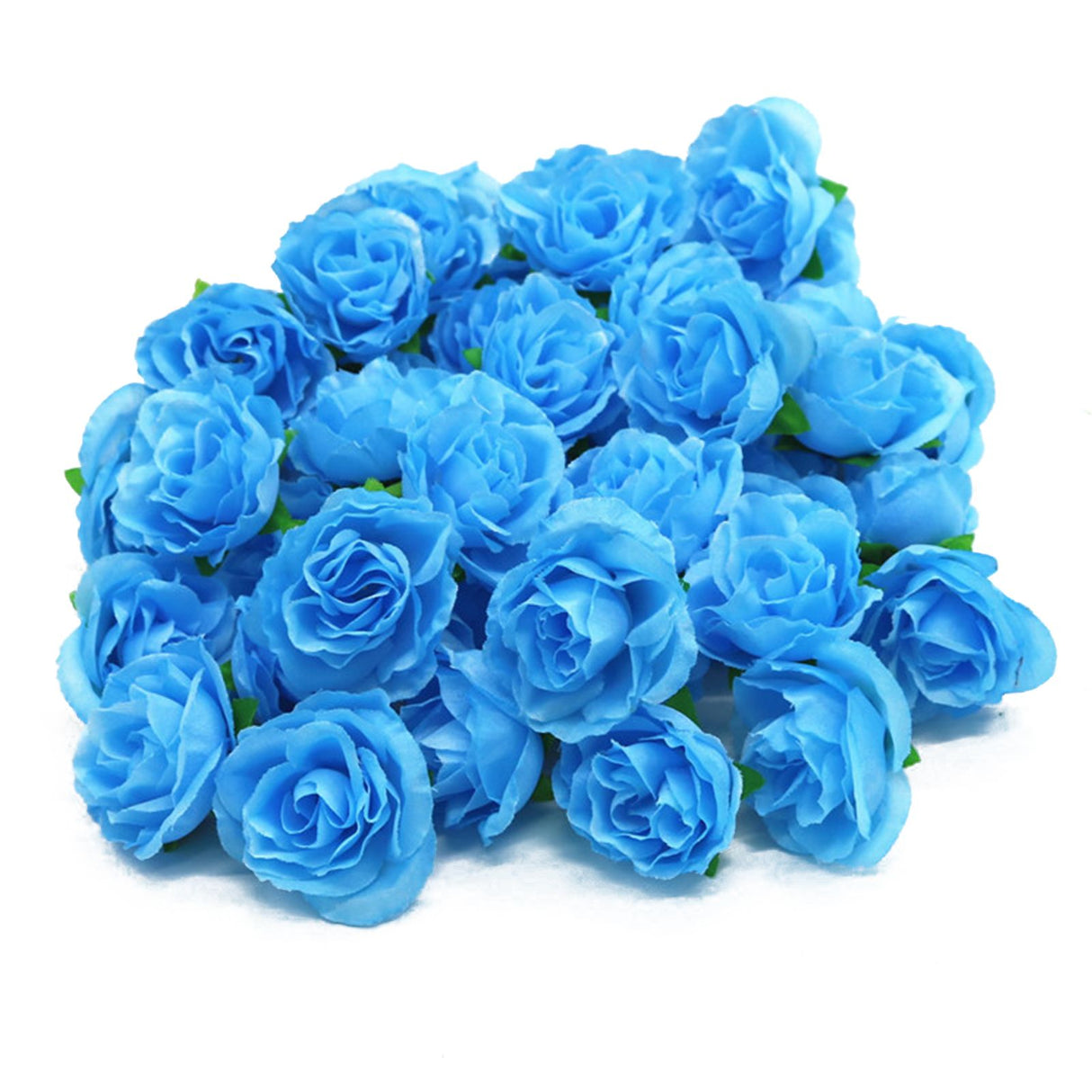 50PCS Simulation Rose Head Decorative Reusable Silk Fake Rose Flower for Wedding Party Blue